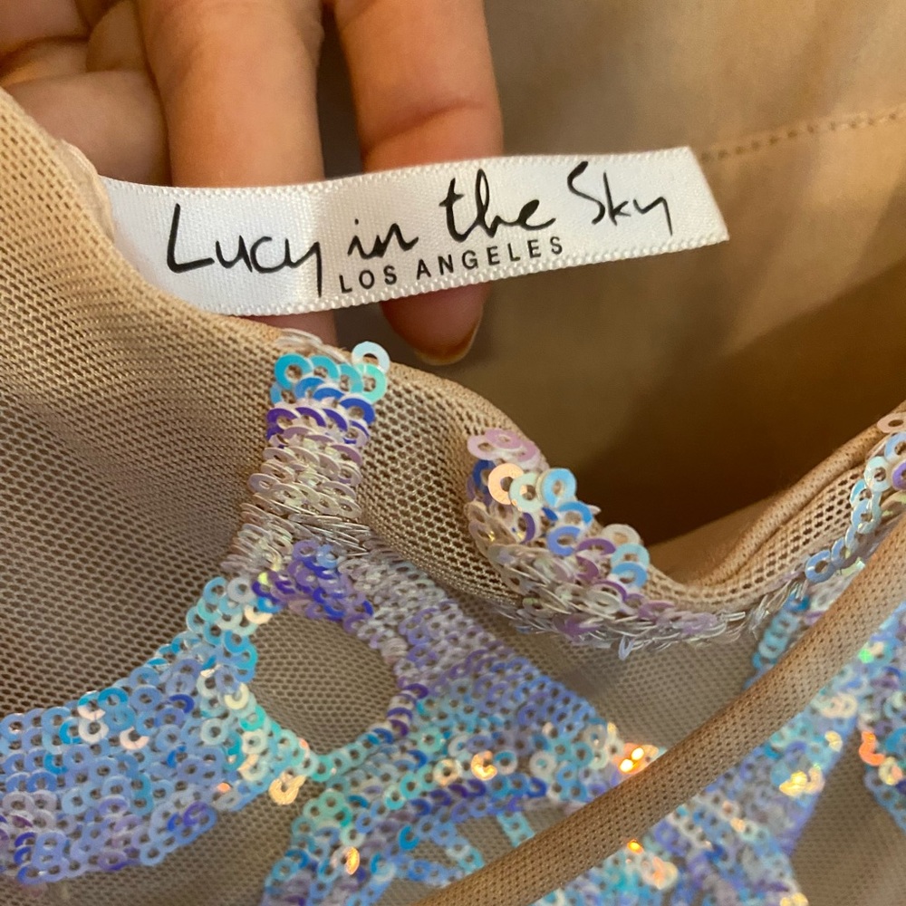 “Strappy dress in nude iridescence” Lucy in the sky dress. size: XS. - Picture 3 of 3